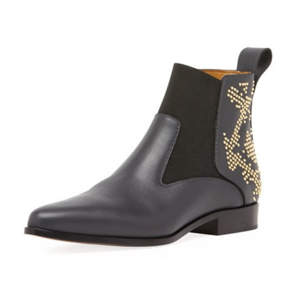 Chloe Shoes - Chloe Studded Leather Chelsea Boot Black Designer
